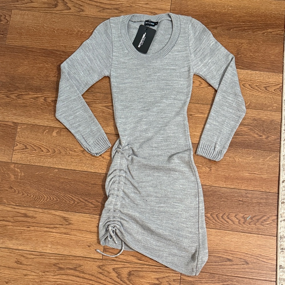 PrettyLittleThing Light Gray Long Sleeve Dress